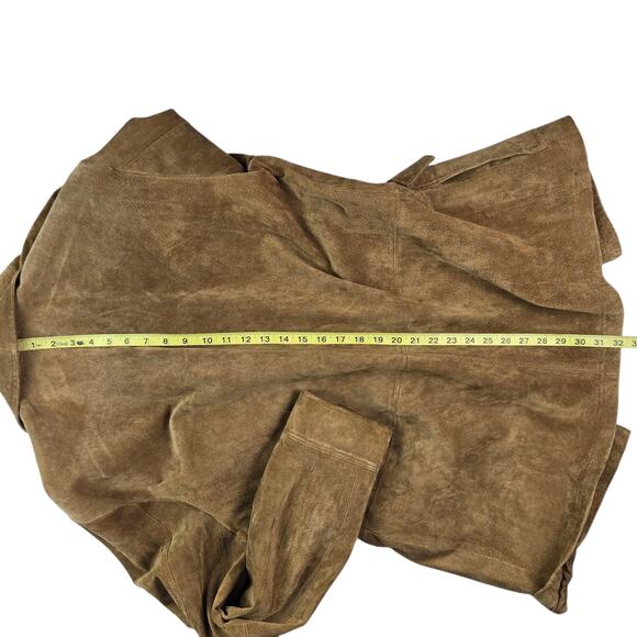 Mens Cubavera Suede Leather Jacket Size Large 42 Brown Button Front - Picture 4 of 7